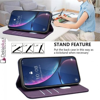 Dirbtinės odos atverčiamas dėklas su skyreliais - violetinis (Xiaomi Redmi Note 17 4G/5G) Dirbtinės odos atverčiamas dėklas su skyreliais - violetinis (Xiaomi Redmi Note 17 4G/5G)